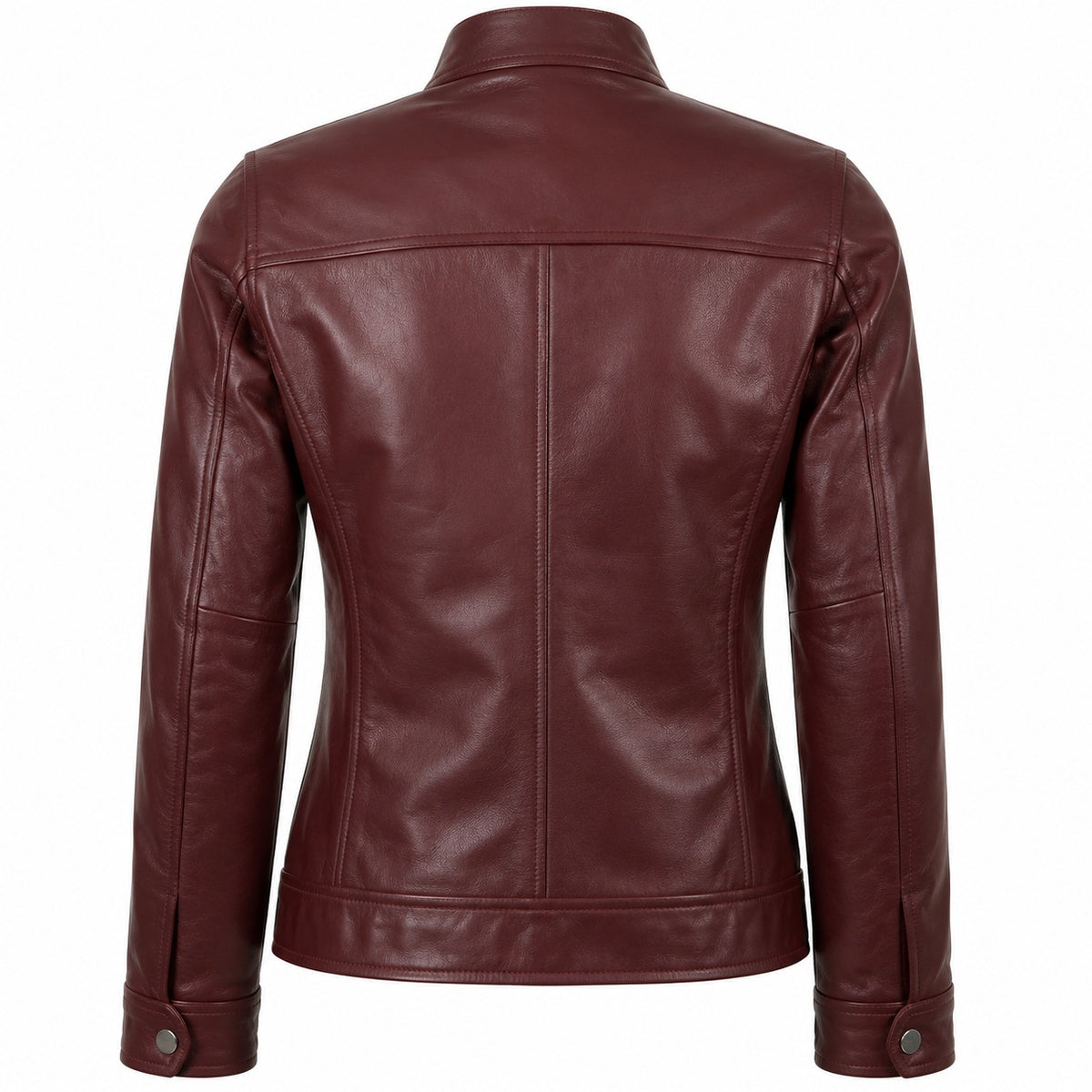 Women's Zip Up Stand Collar Biker Leather Jacket