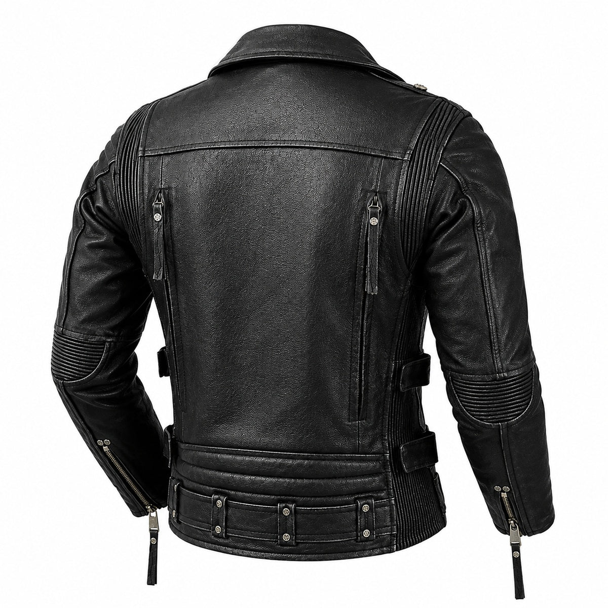 Men's Asymmetrical Retro Genuine Leather Moto Jacket