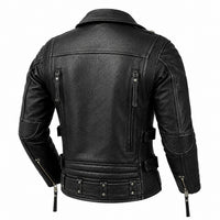Men's Asymmetrical Retro Genuine Leather Moto Jacket