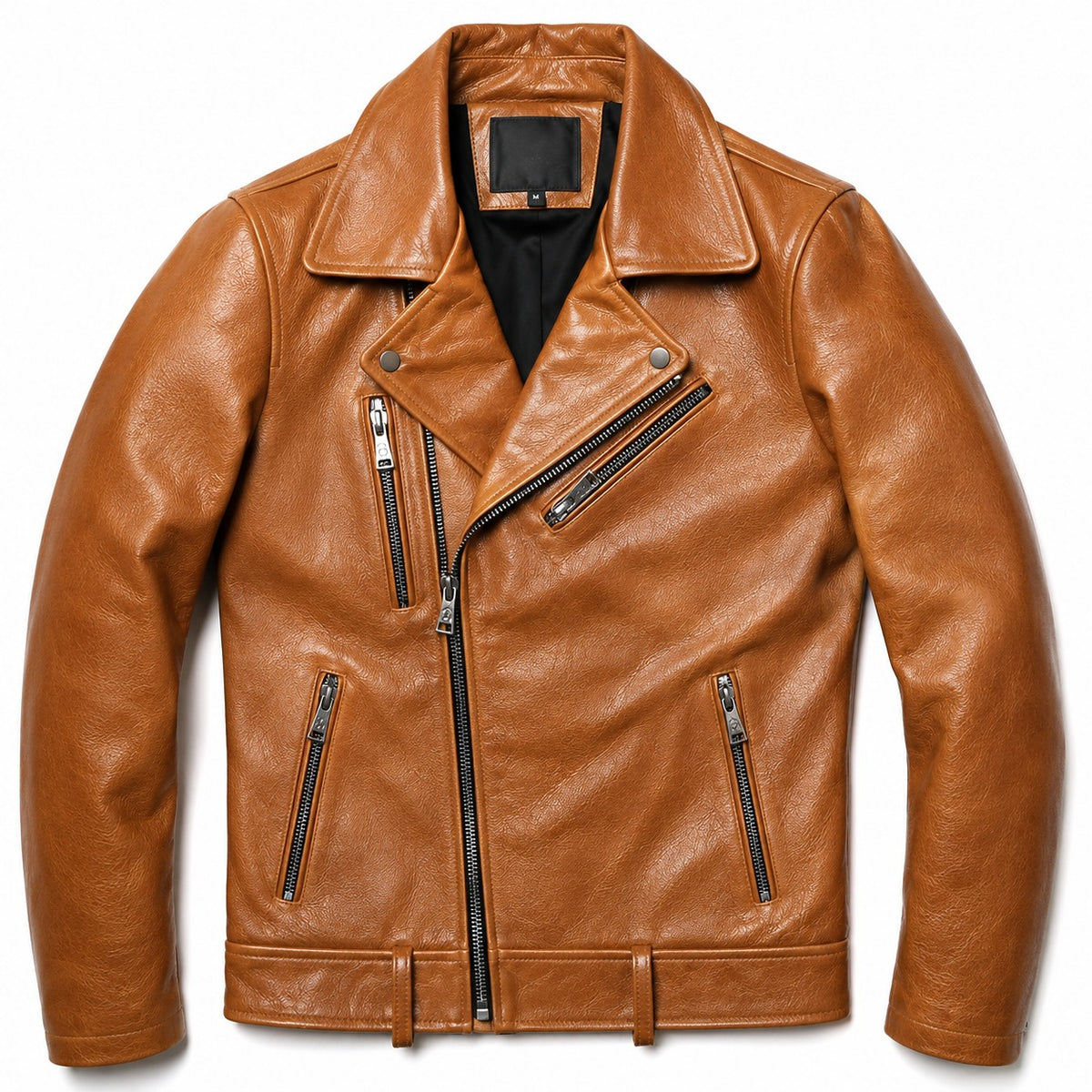 Men's Classic Asymmetrical Biker Leather Jacket