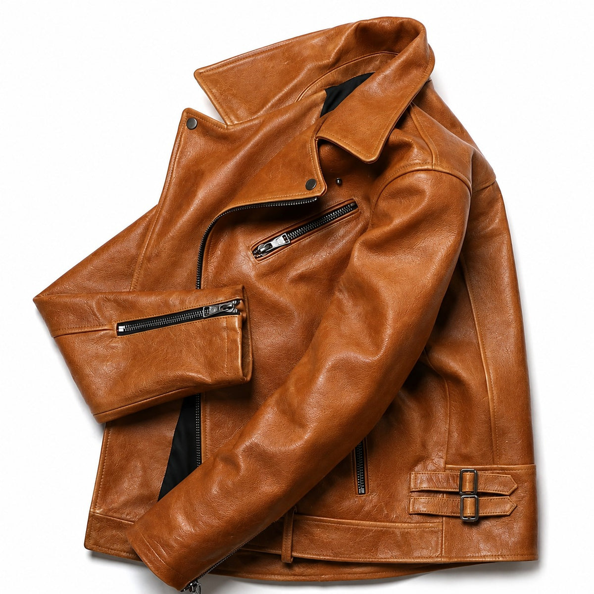 Men's Classic Asymmetrical Biker Leather Jacket