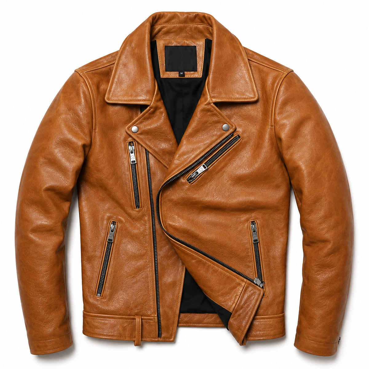 Men's Classic Asymmetrical Biker Leather Jacket