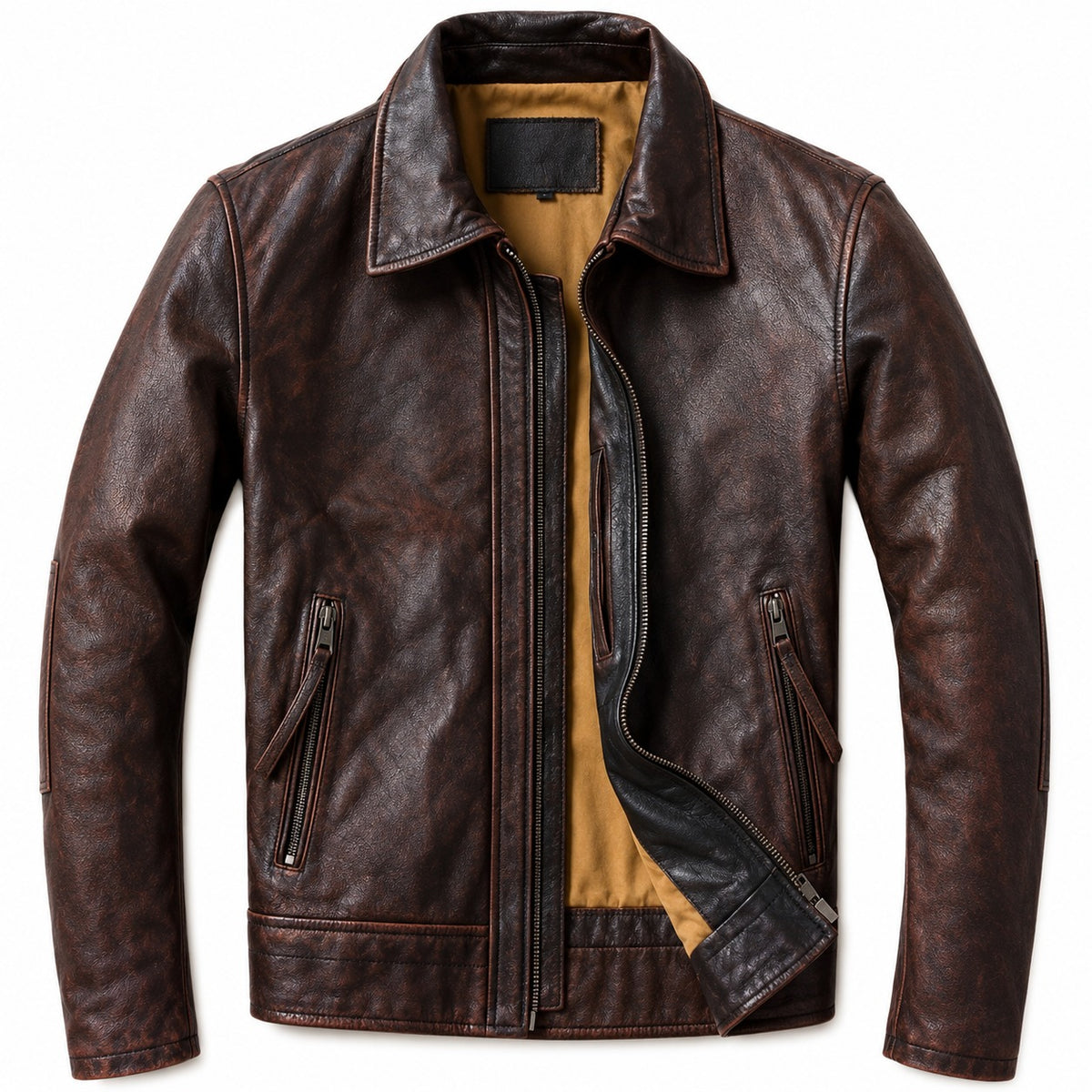 Men's Dark Brown Leather Biker Jacket