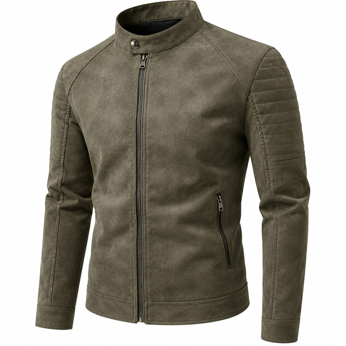 Men's Classic Zip Up Moto Suede Leather Jacket