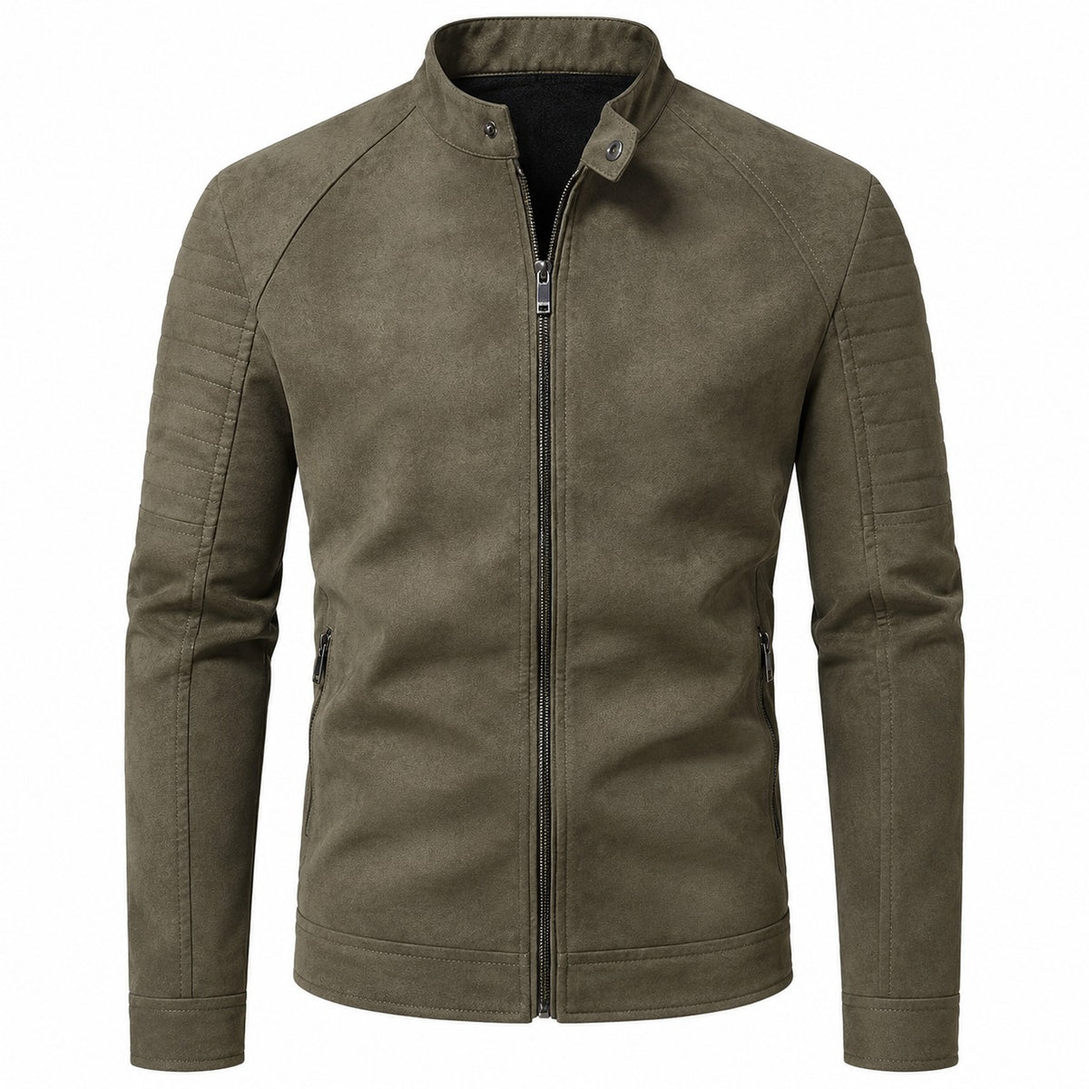 Men's Classic Zip Up Moto Suede Leather Jacket