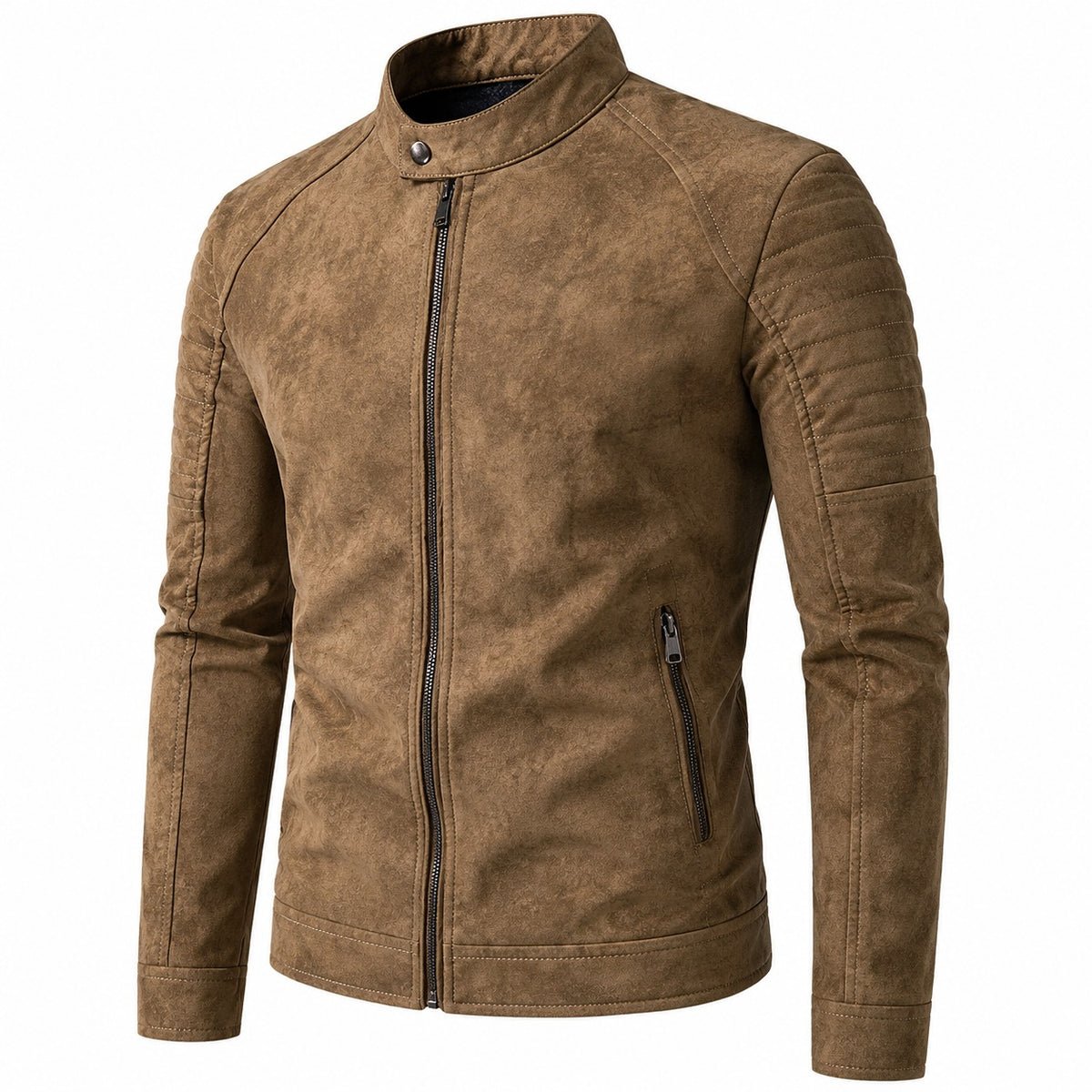 Men's Classic Zip Up Moto Suede Leather Jacket