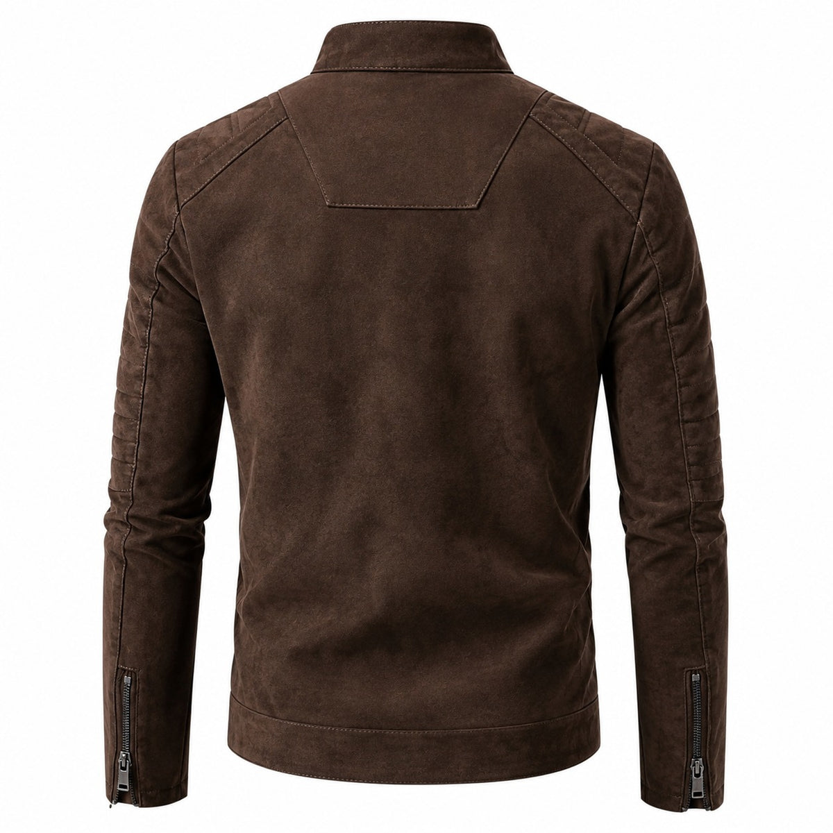 Men's Quilted Shoulder Slim Fit Suede Leather Jacket