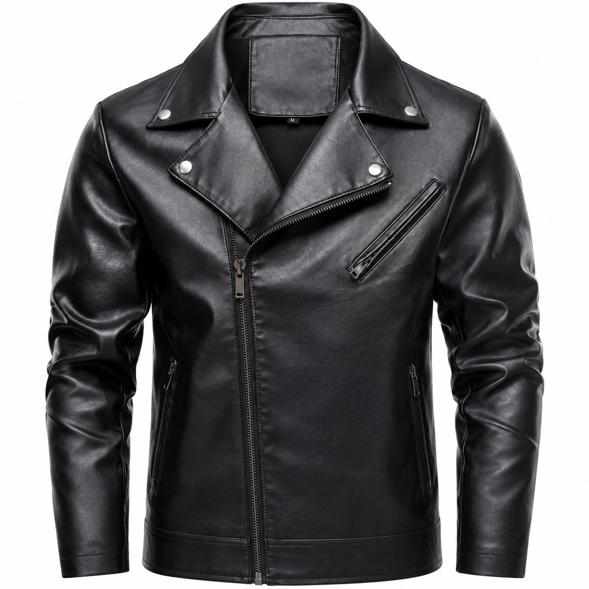 Men's Classic Lapel Genuine Leather Biker Jacket