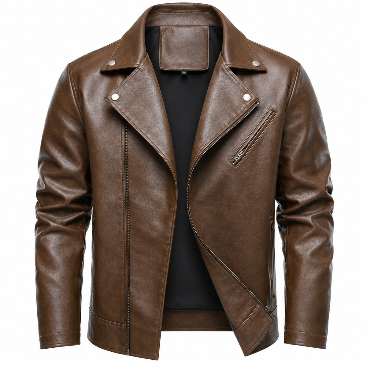 Men's Classic Lapel Genuine Leather Biker Jacket