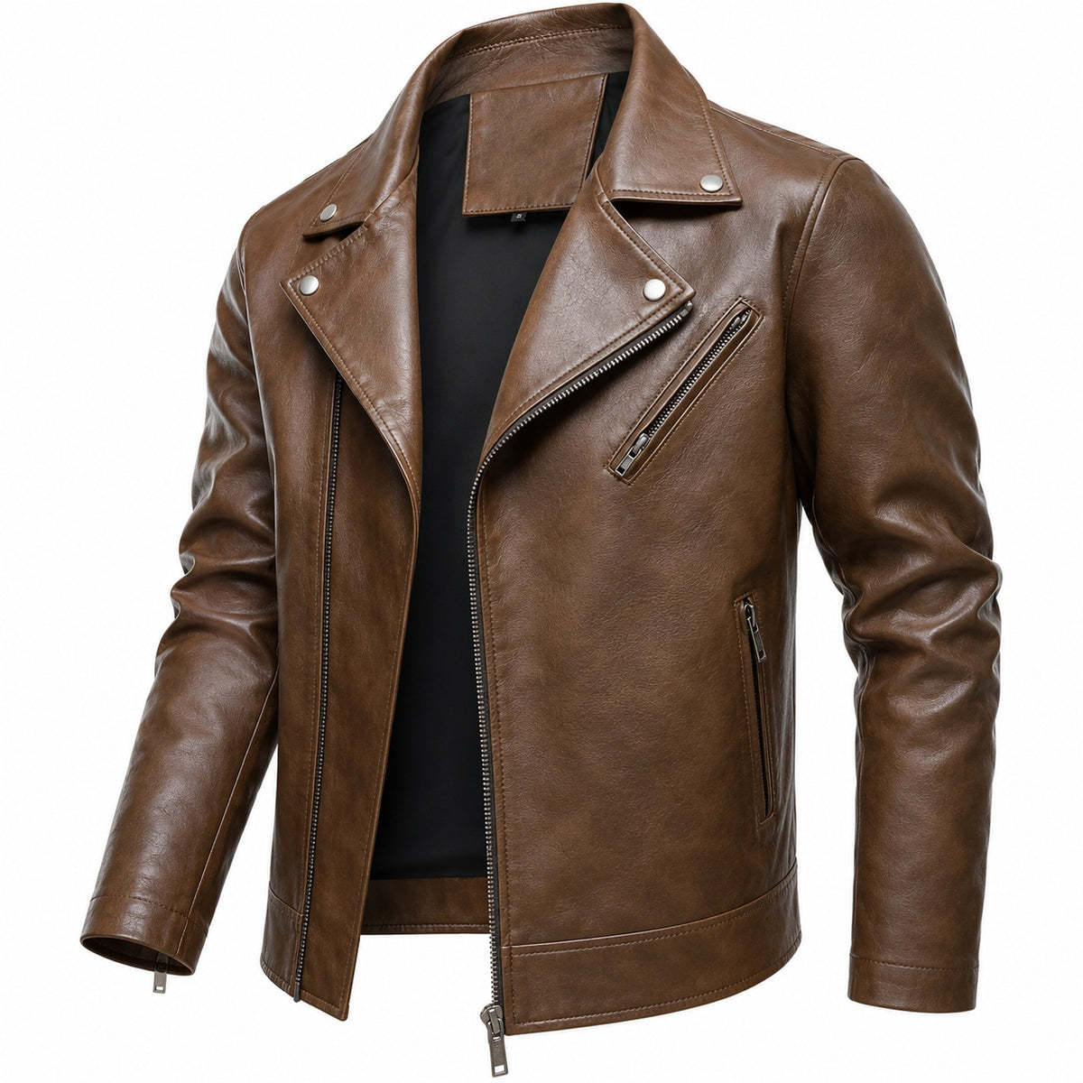 Men's Classic Lapel Genuine Leather Biker Jacket