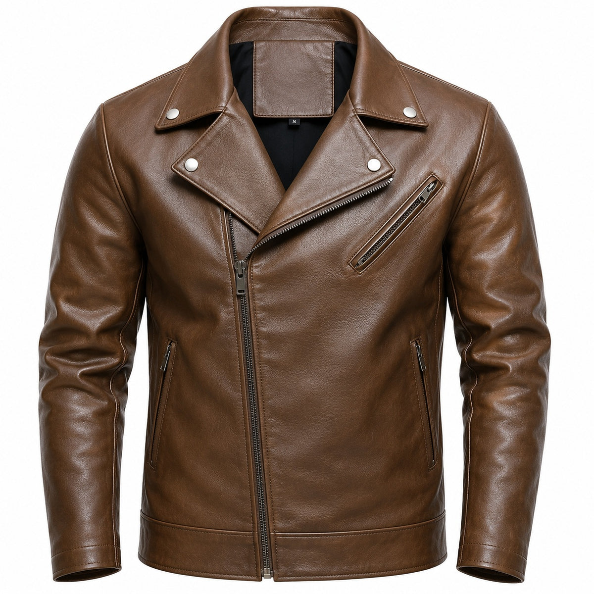 Men's Classic Lapel Genuine Leather Biker Jacket