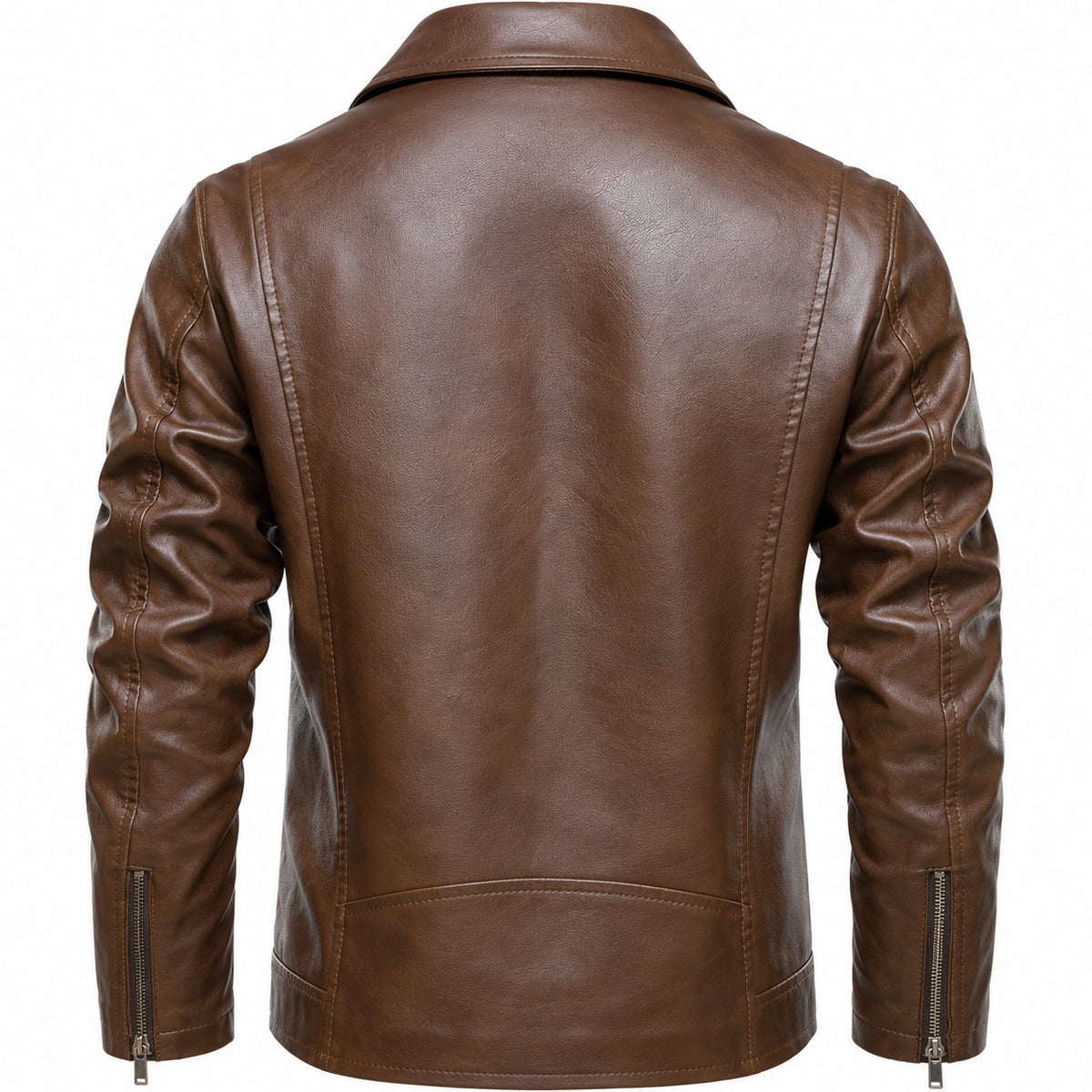 Men's Classic Lapel Genuine Leather Biker Jacket
