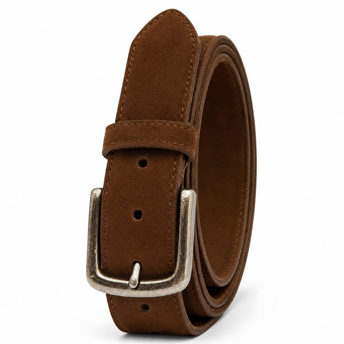 Men's Classic Suede Leather Belt Vintage Antique Buckle
