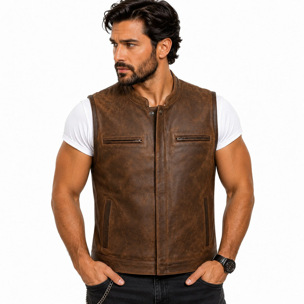 Men’s Crazy Horse Vintage Motorcycle Leather Vest