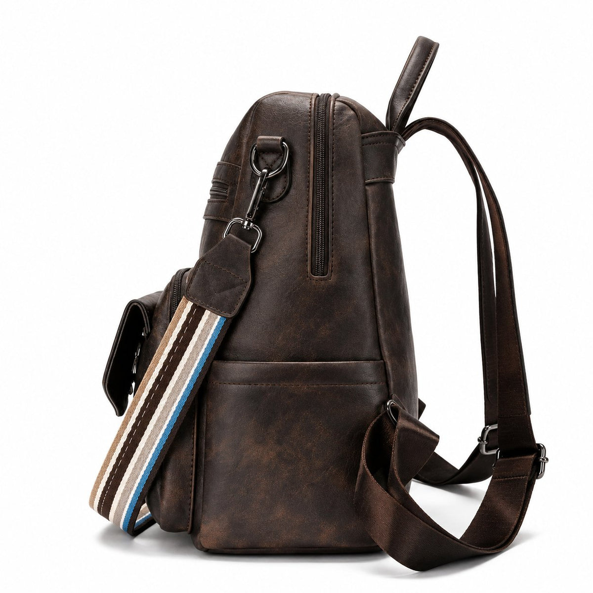 Genuine Leather Carry Backpack With Detachable Accessory Bag