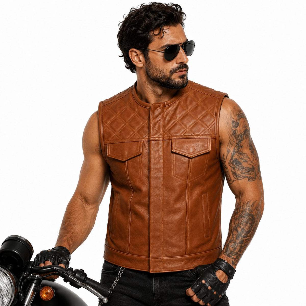 Men’s Quilted Leather Riding Vest