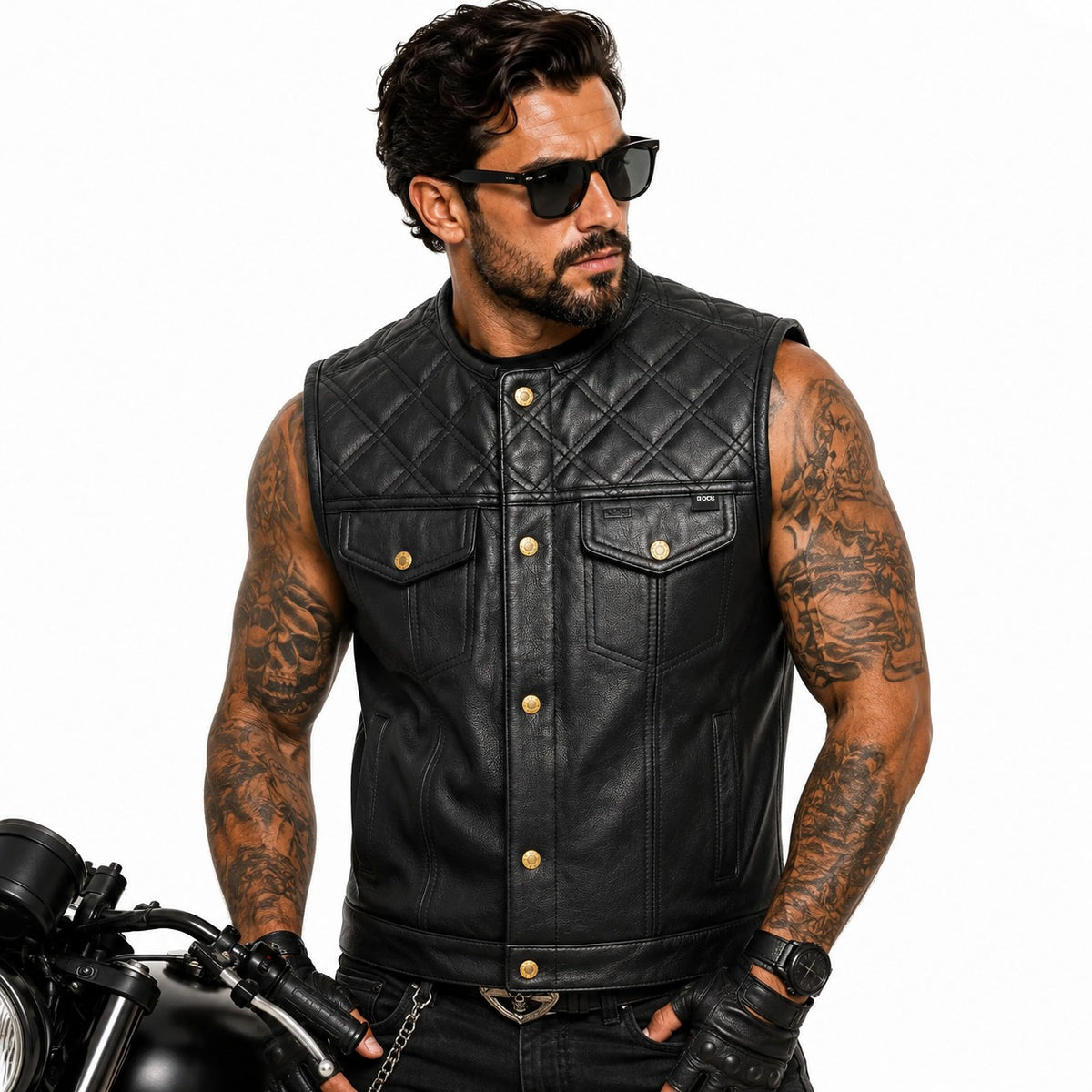 Men’s Classic Leather Motorcycle Vest