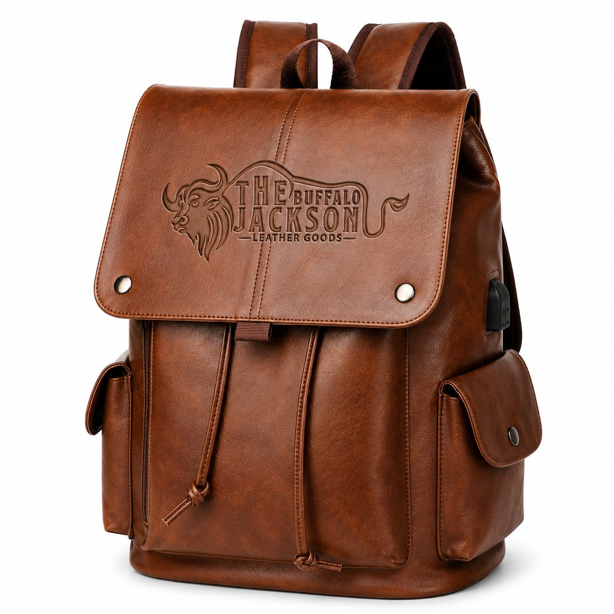 Handmade Genuine Leather Backpack With Drawstring
