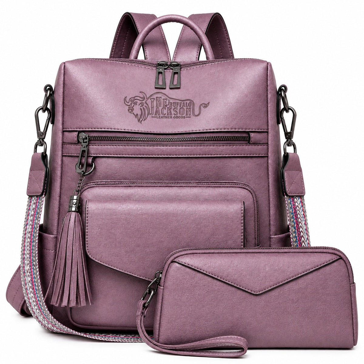 Genuine Leather Carry Backpack With Detachable Accessory Bag