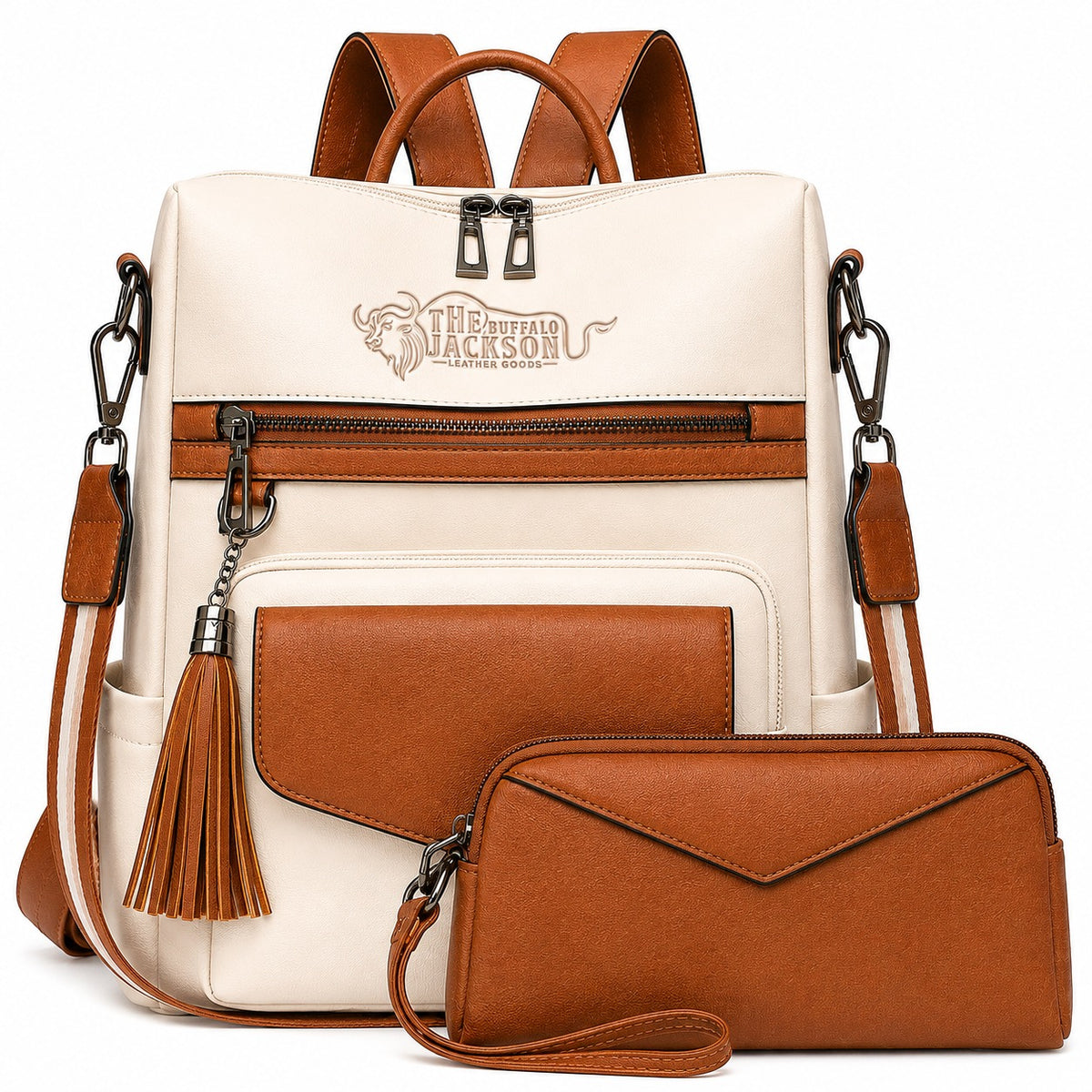 Genuine Leather Carry Backpack With Detachable Accessory Bag