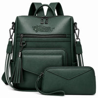 Genuine Leather Carry Backpack With Detachable Accessory Bag