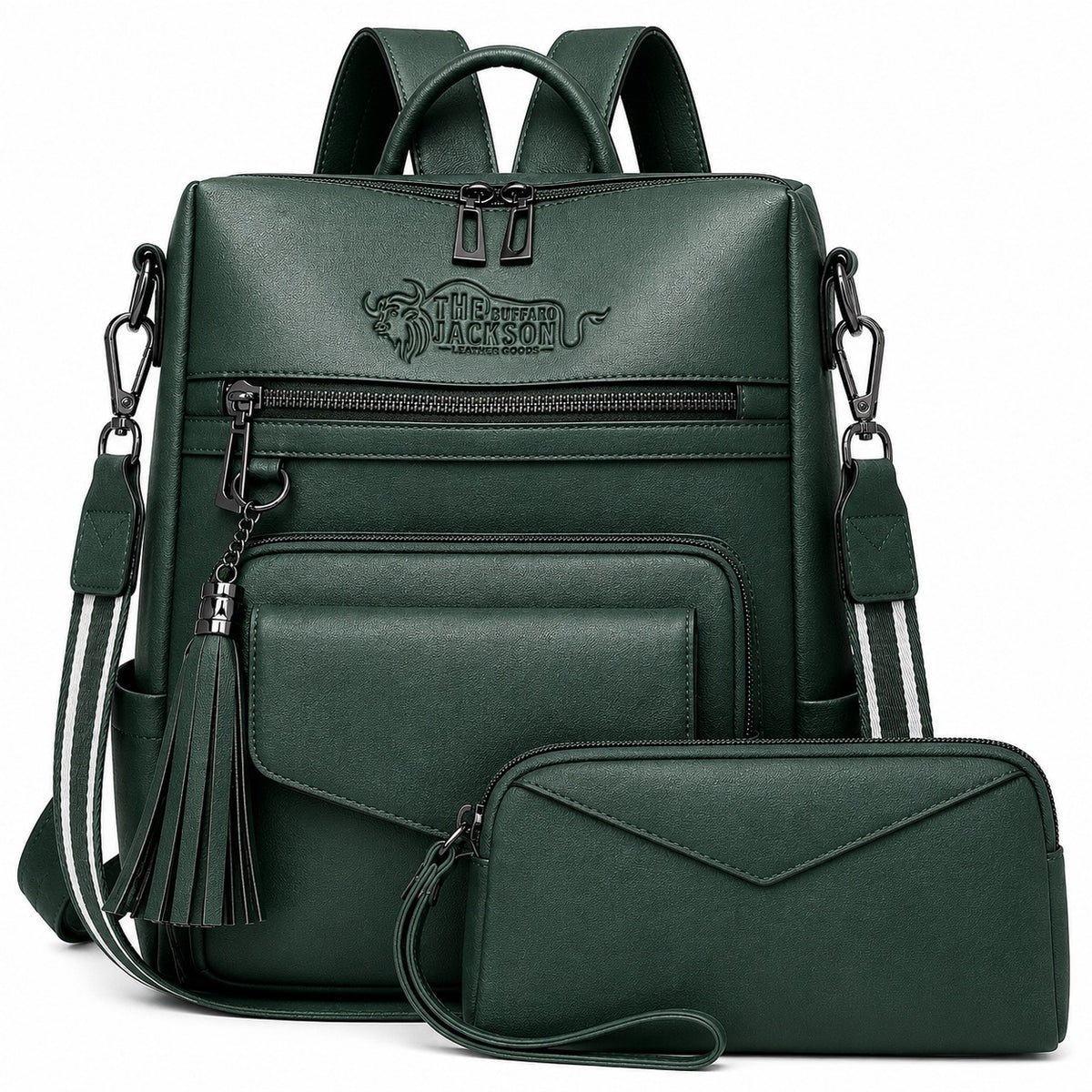Genuine Leather Carry Backpack With Detachable Accessory Bag