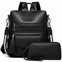 Genuine Leather Carry Backpack With Detachable Accessory Bag