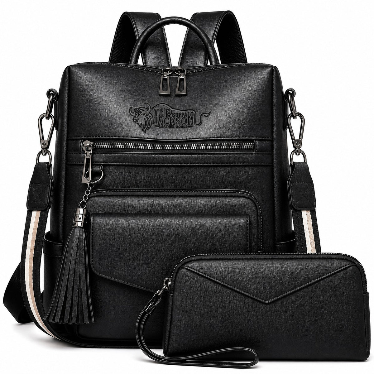 Genuine Leather Carry Backpack With Detachable Accessory Bag