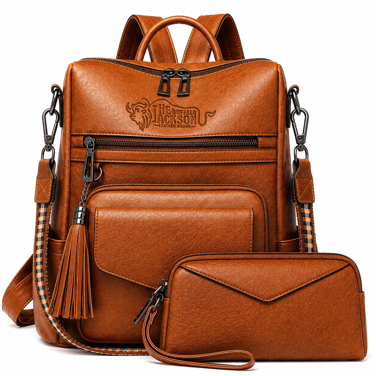 Genuine Leather Carry Backpack With Detachable Accessory Bag