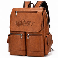 Genuine Leather Laptop Backpack With Multiple Pockets