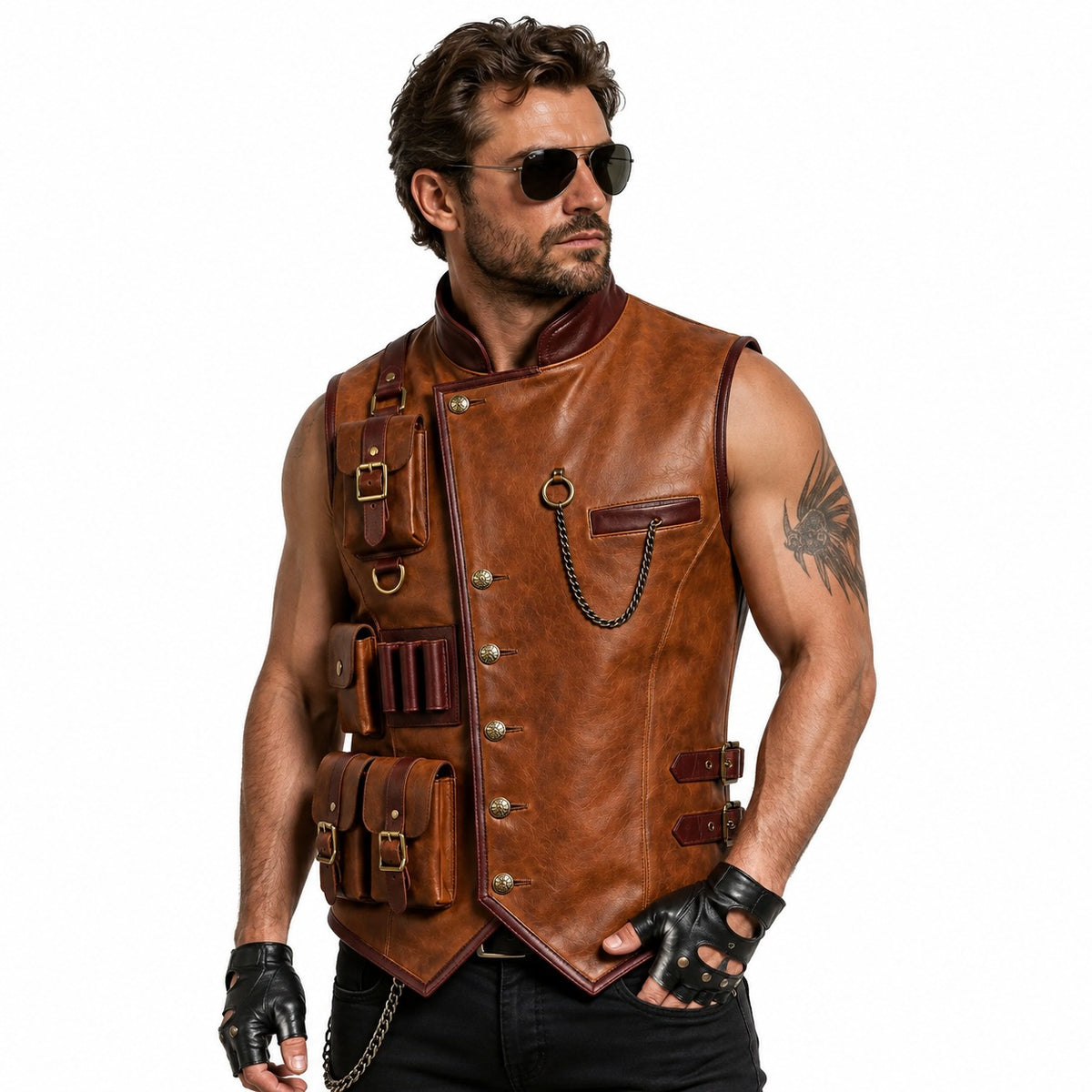 Men’s Leather Adventure Utility Vest