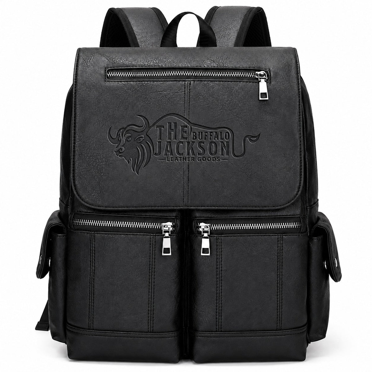 Genuine Leather Laptop Backpack With Multiple Pockets