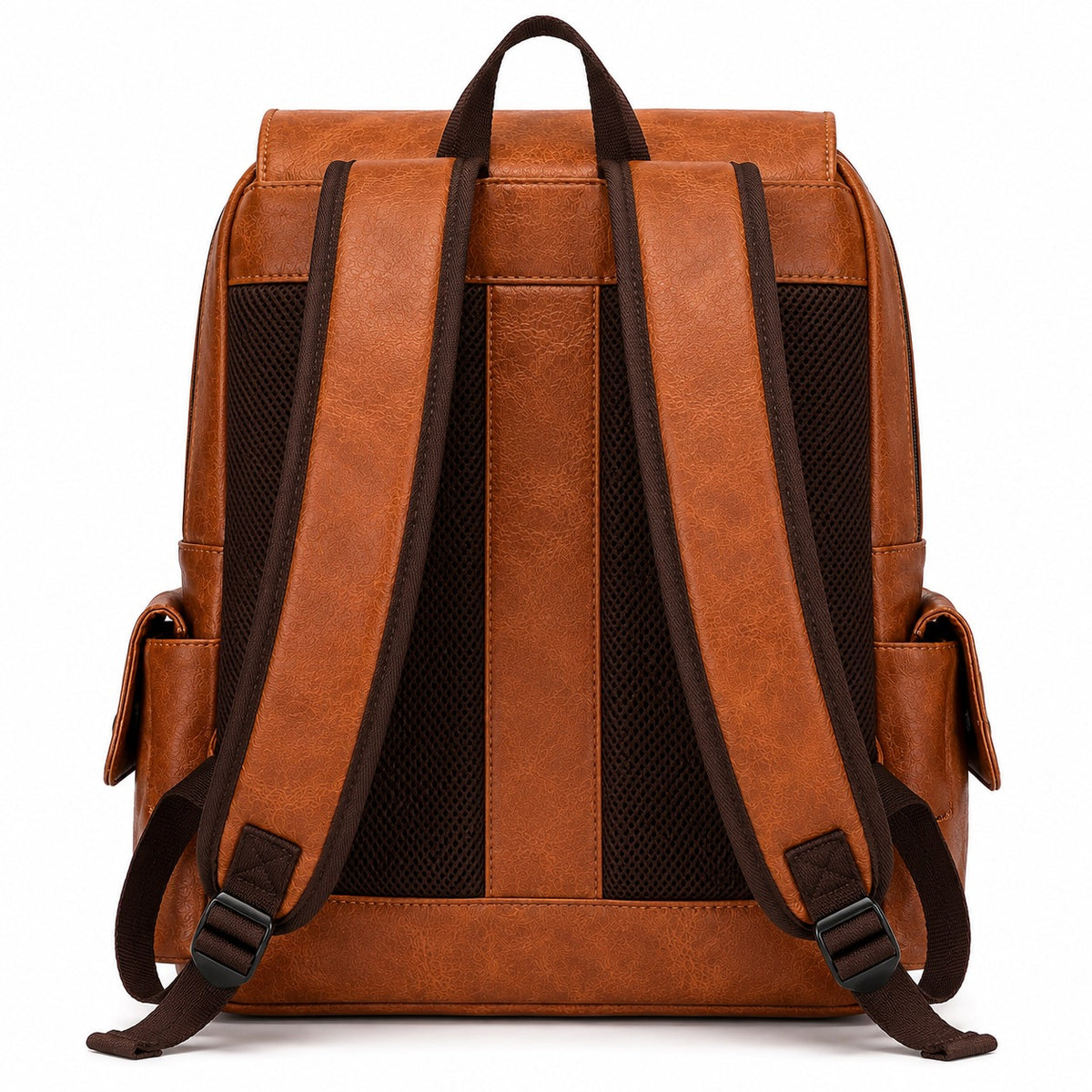 Genuine Leather Laptop Backpack With Multiple Pockets