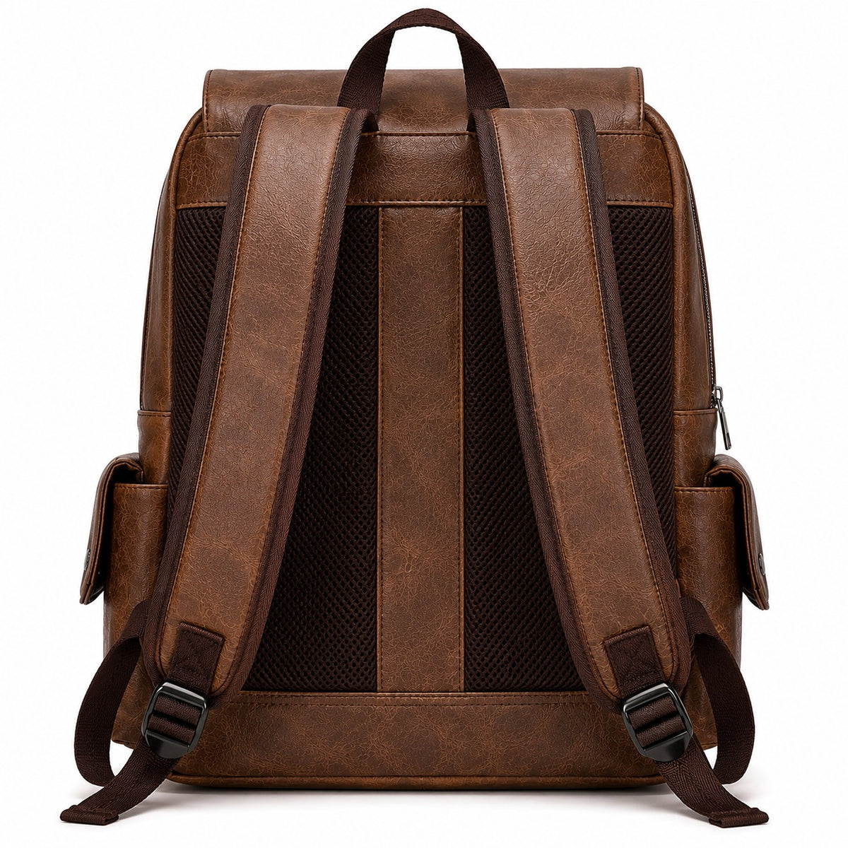 Genuine Leather Laptop Backpack With Multiple Pockets